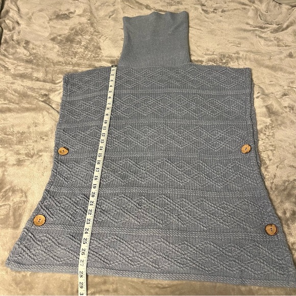 Vintage Powder Blue Poncho Style Sweater, One Size - Picture 13 of 13